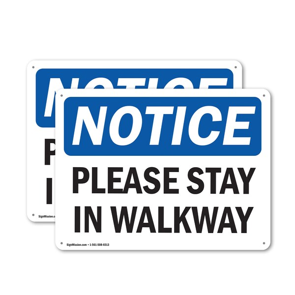 Signmission Please Stay In Walkway, 14 in W x Rectangle, Plastic OS-2PACK-NS-P-1014-L-17593 - main